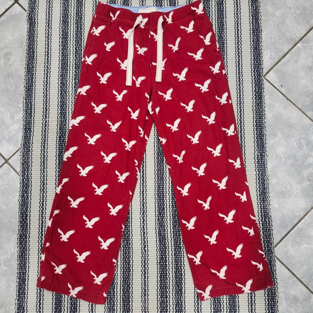 American Eagle Red Eagle Logo Cotton flannel Pajama Lounge Pants Mens Small